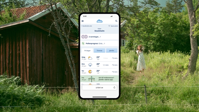 Klart.se weather website redesign showing forecast interface on mobile and desktop