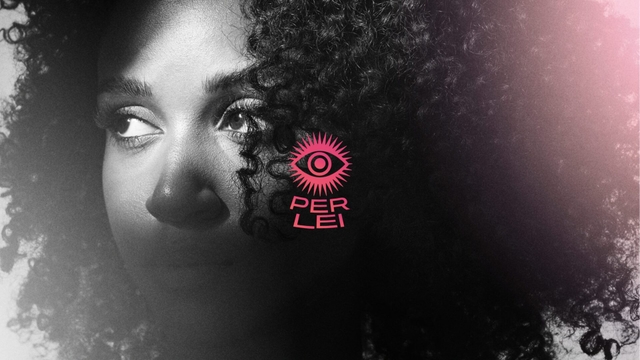 Per Lei beauty products including mascara and lash serum with colorful gradient packaging