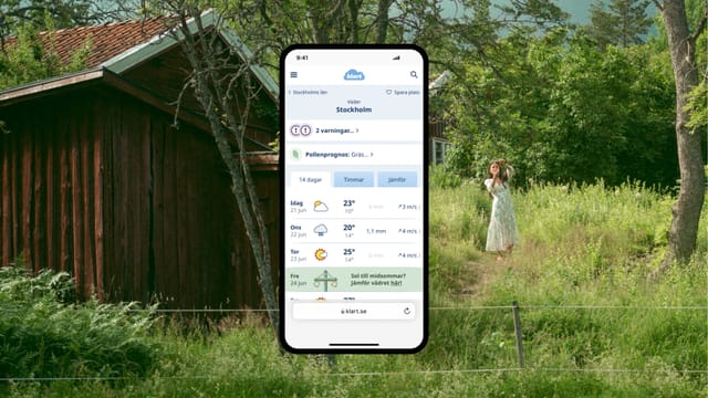 Klart.se weather website redesign showing forecast interface on mobile and desktop