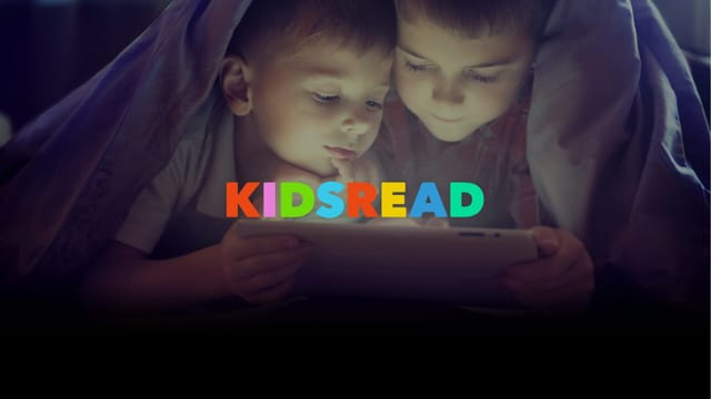 Kidsread app on iPad and iPhone showing colorful children's book library