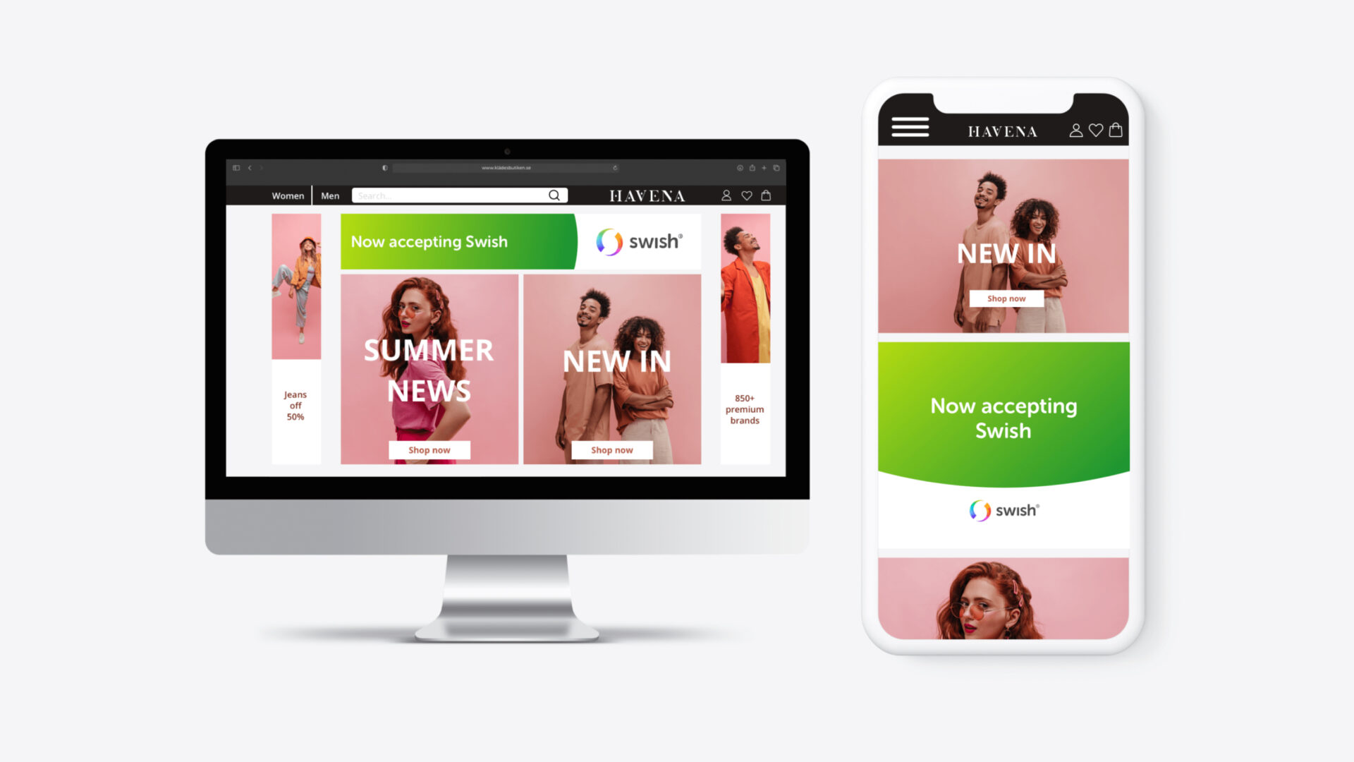 Examples of how you can tell your customers that you accept Swish.